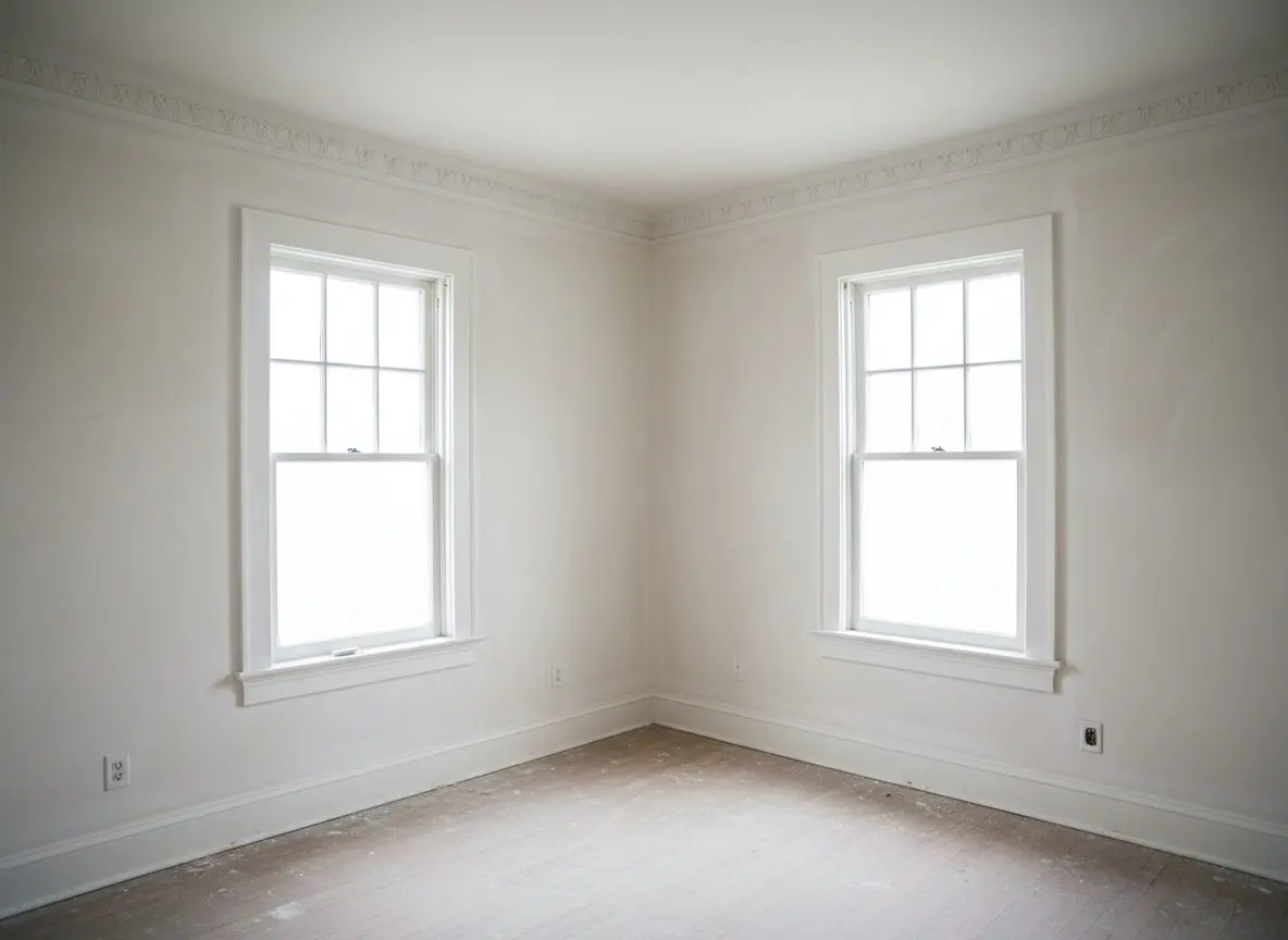 Plaster skimmed to a flat finish in Browne's Addition